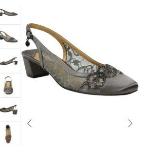 J. Renee Dark Gray Faleece Low Heel Shoes, Size 12